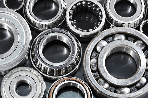 closeup view of several ball-bearings