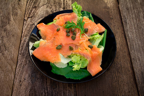 istock smoked salmon on wood 500144771