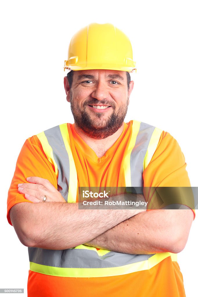 Trabajador de construcción - Foto de stock de Fondo blanco libre de derechos