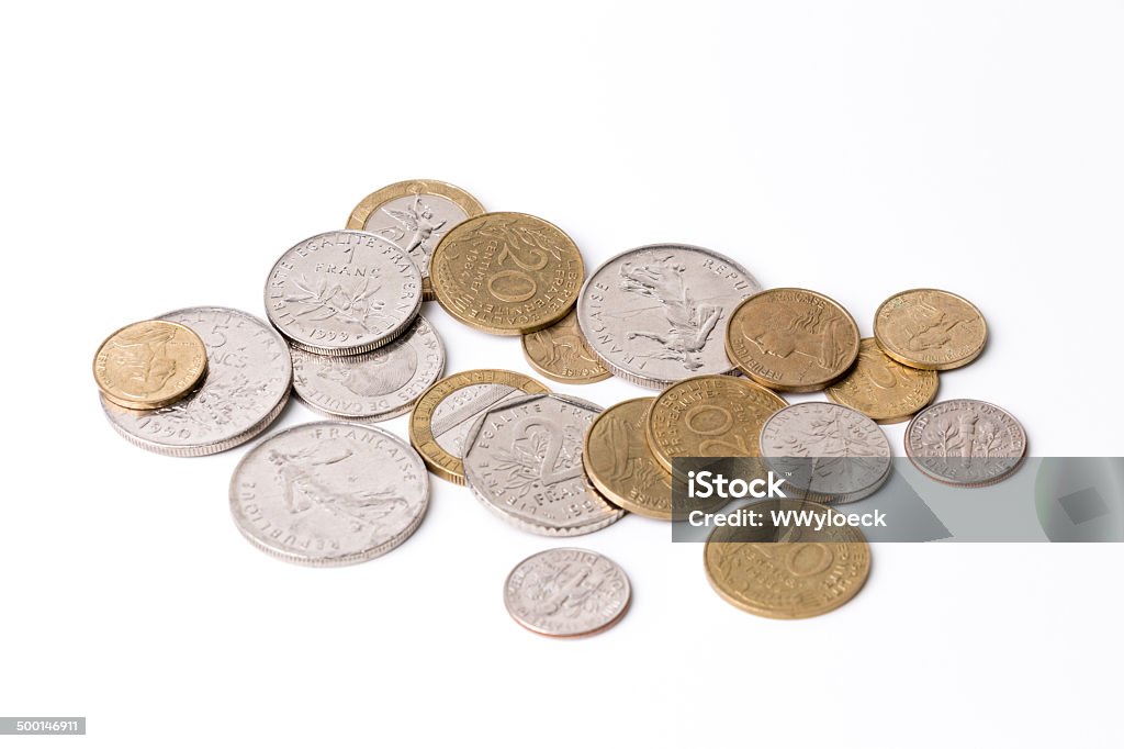 Французский монеты (французский франк) -white - Стоковые фото Без людей роялти-фри