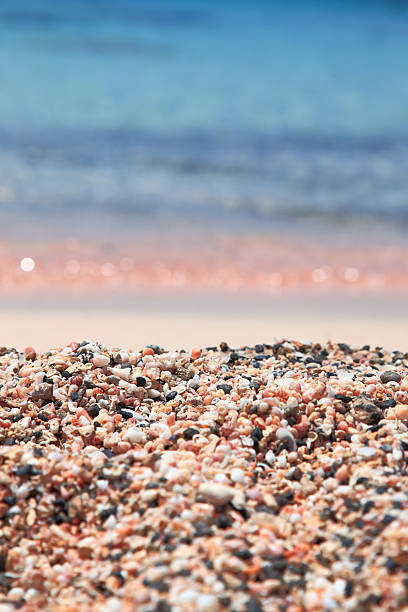 istock Pink sandy beach and crystal waters closeup 500147017