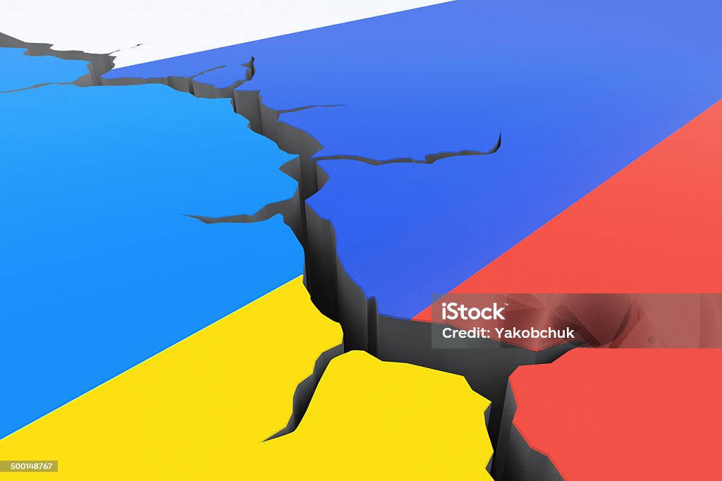 Russia-Ukraine crisis Conflict between Ukraine and Russia. 3d conceptual illustration. Ukraine Stock Photo