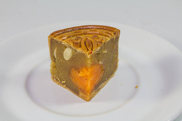 istock Sliced of mooncake on white plate 500148771