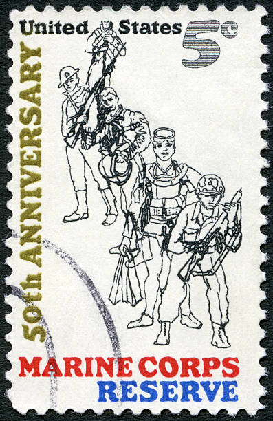 istock Postage stamp USA 1966 shows Combat Marine, 1966 500149375