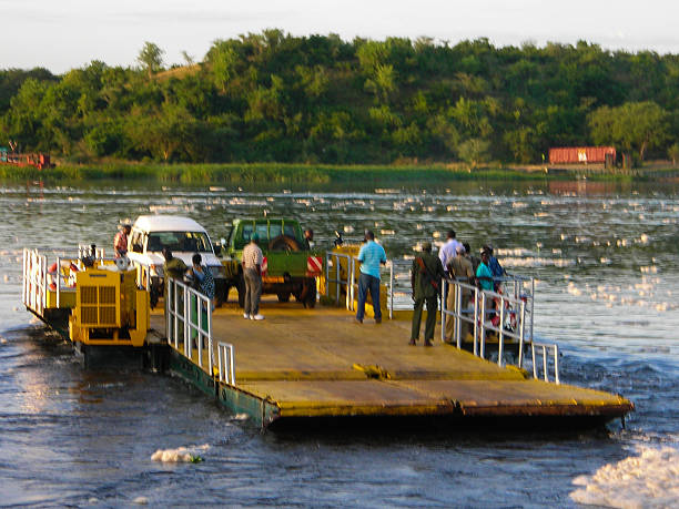Empty ferryboat with no people or tourists - covid 19 corona virus outbreak isolation quarantine, canceled all travel. Out of focus image for background.