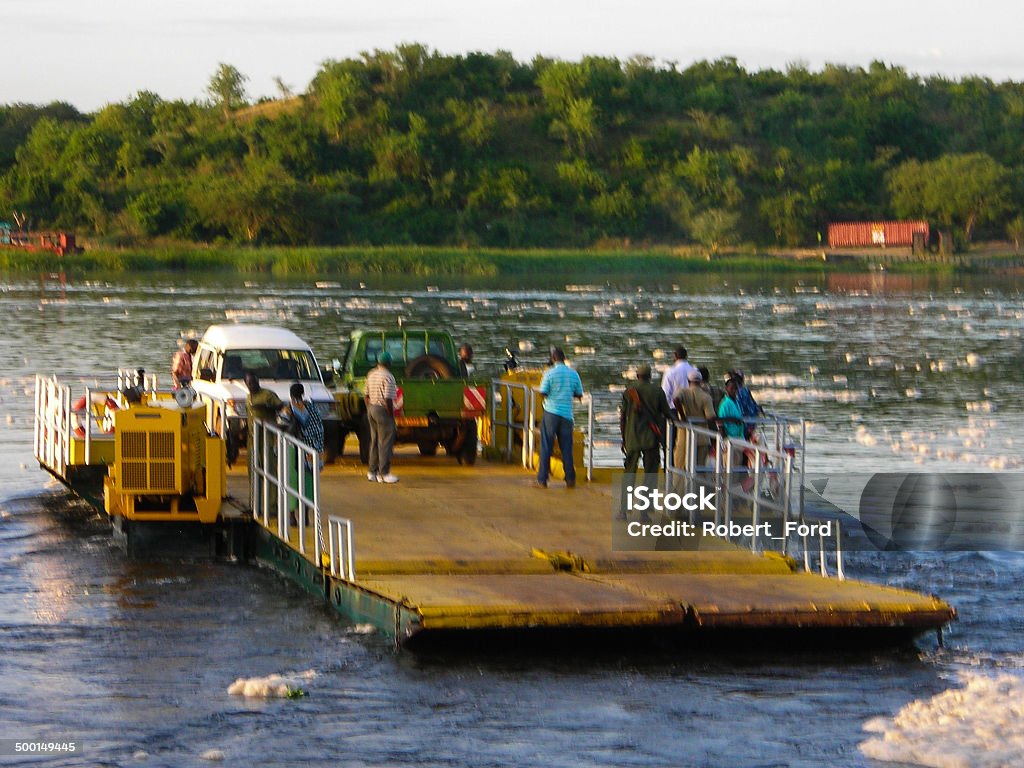 Ferry barge crossing Nile River at Paraa Uganda Murchison Falls Accidents and Disasters Stock Photo