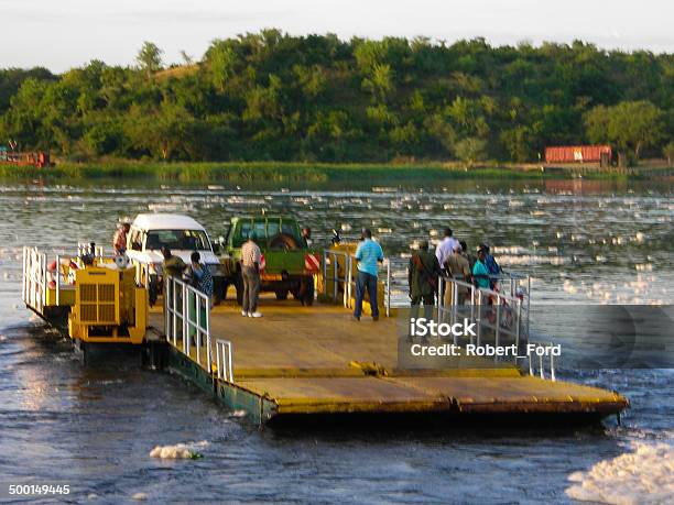 Ferry Barge Crossing Nile River At Paraa Uganda Murchison Falls Stock Photo - Download Image Now