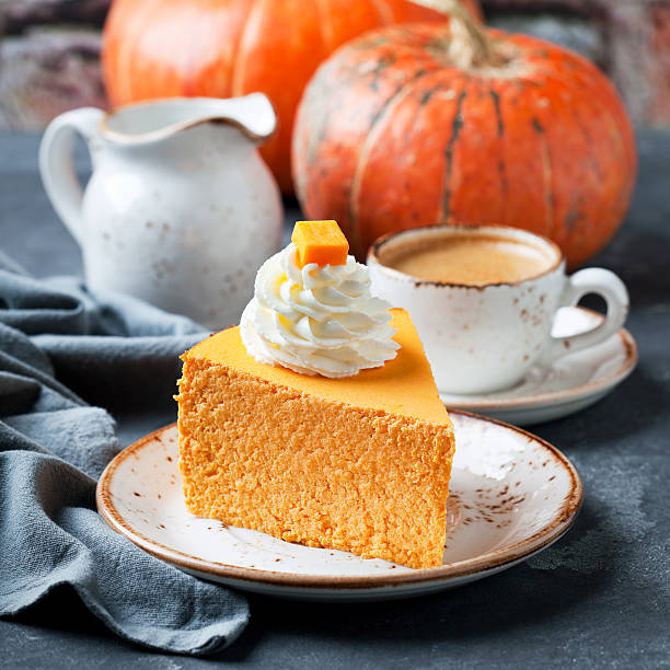 istock Piece of pumpkin cheesecake 500154176