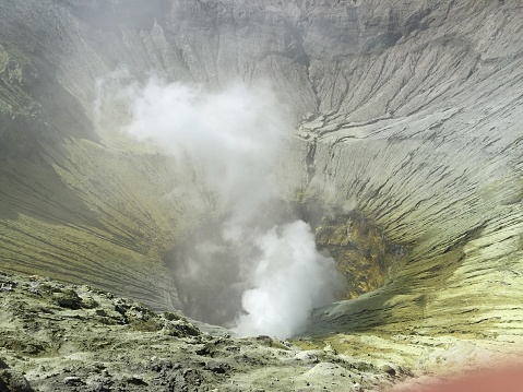Volcanic views and traditional sulfur mining are the main attraction at Ijen volcano, East Java, Indonesia.