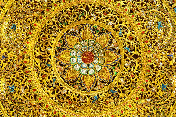 Traditional Northern Thai style pattern decorative. Woodcraft with gold paint.Traditional Northern Thai style pattern decorative. Woodcraft with gold paint.