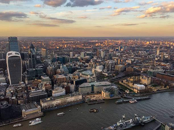 istock Aerial view of London during sunset 500157608