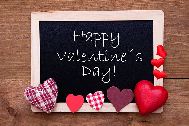 istock Blackboard With Textile Hearts, Text Happy Valentines Day 500157904
