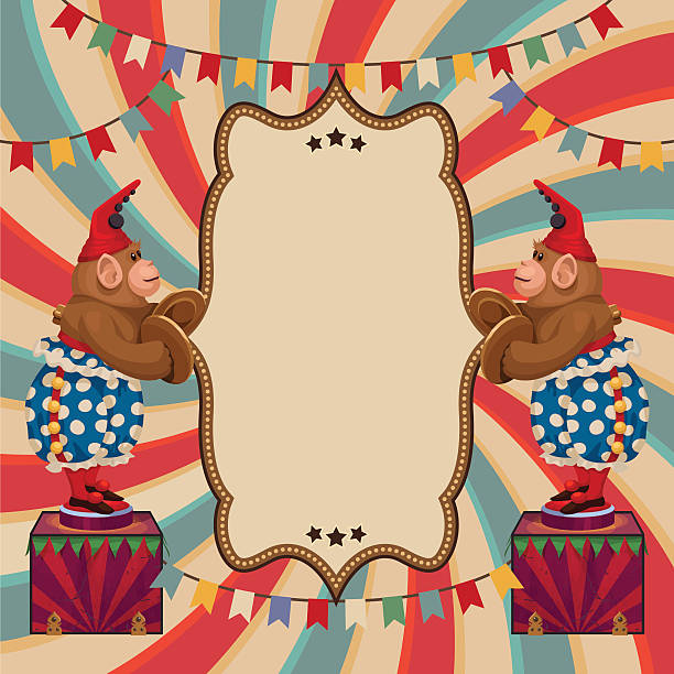 ilustrações de stock, clip art, desenhos animados e ícones de vintage vento de macaco de brinquedo com tímpano e vermelho tampa da jante - entertainment clown child circus