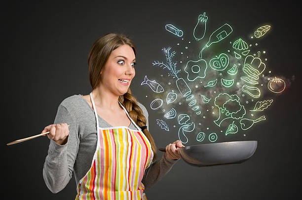 istock Housewife looking at drawing  vegetables 500158435