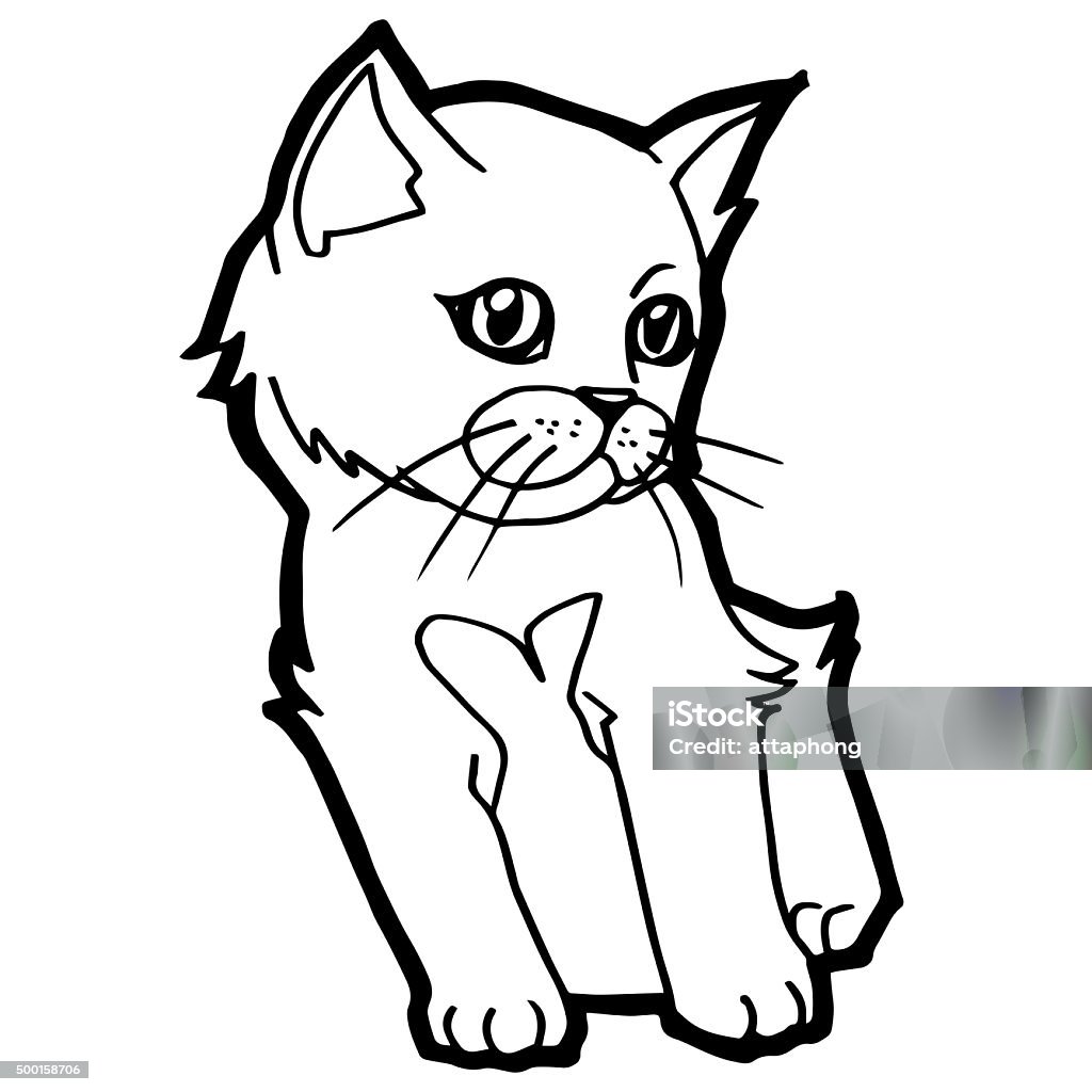 Cartoon Cat Coloring Book For Kid Isolated On White Stock Photo - Download  Image Now - iStock