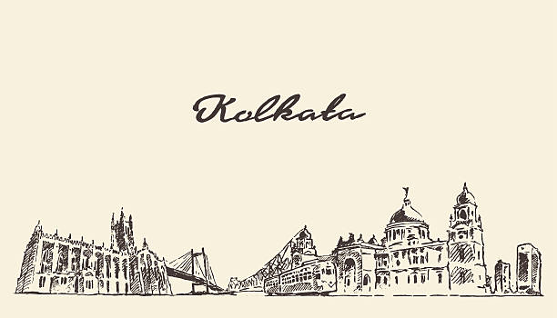 illustrations, cliparts, dessins animés et icônes de kolkata toits de la ville vector vintage illustration dessinée - illustration and painting engraved image engraving pencil drawing