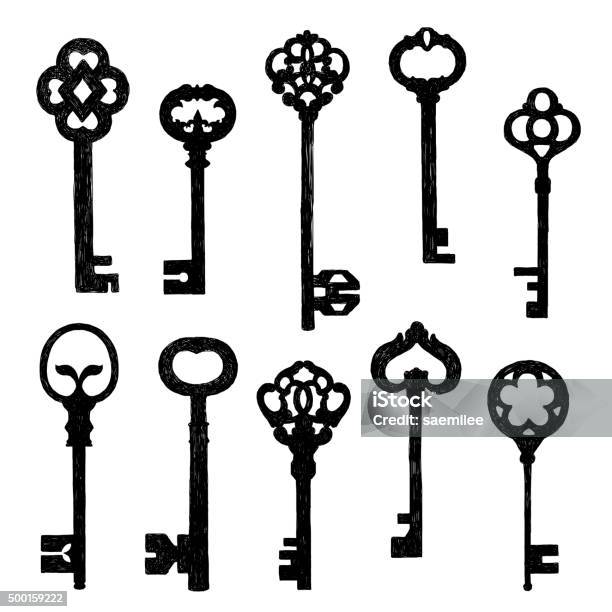 Set Of Sketch Old Keys Stock Illustration - Download Image Now - Key, Old, Skeleton Key