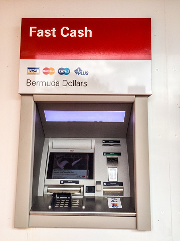 St.George's, Bermuda  - December 29, 2014: ATM at Bermuda Airport located at the Bermuda airport. 
