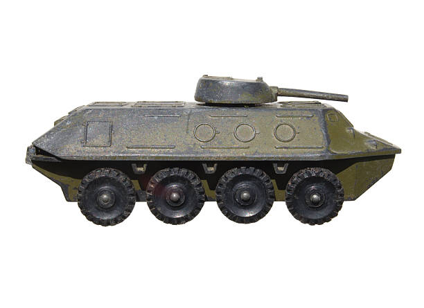istock Vintage toy tank on white background 500160653