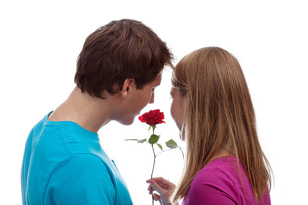 istock Girl and boy with the rose 500161127