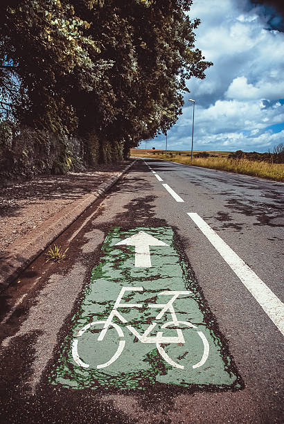Bicycle Lane on a country road stock photo