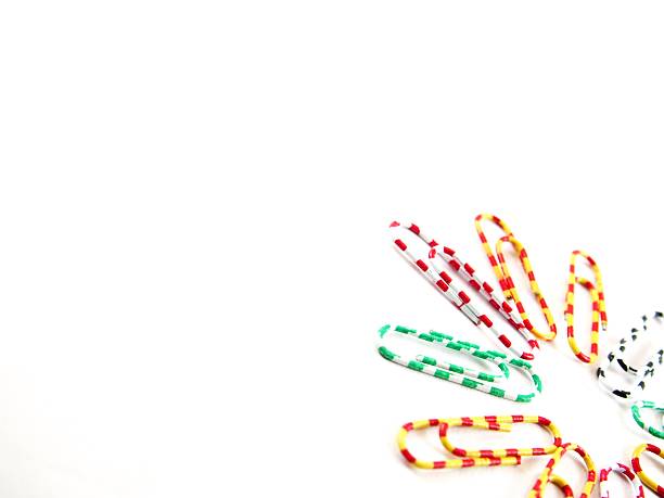 istock Paper clips with colorful pattern, line up round shape 500161576