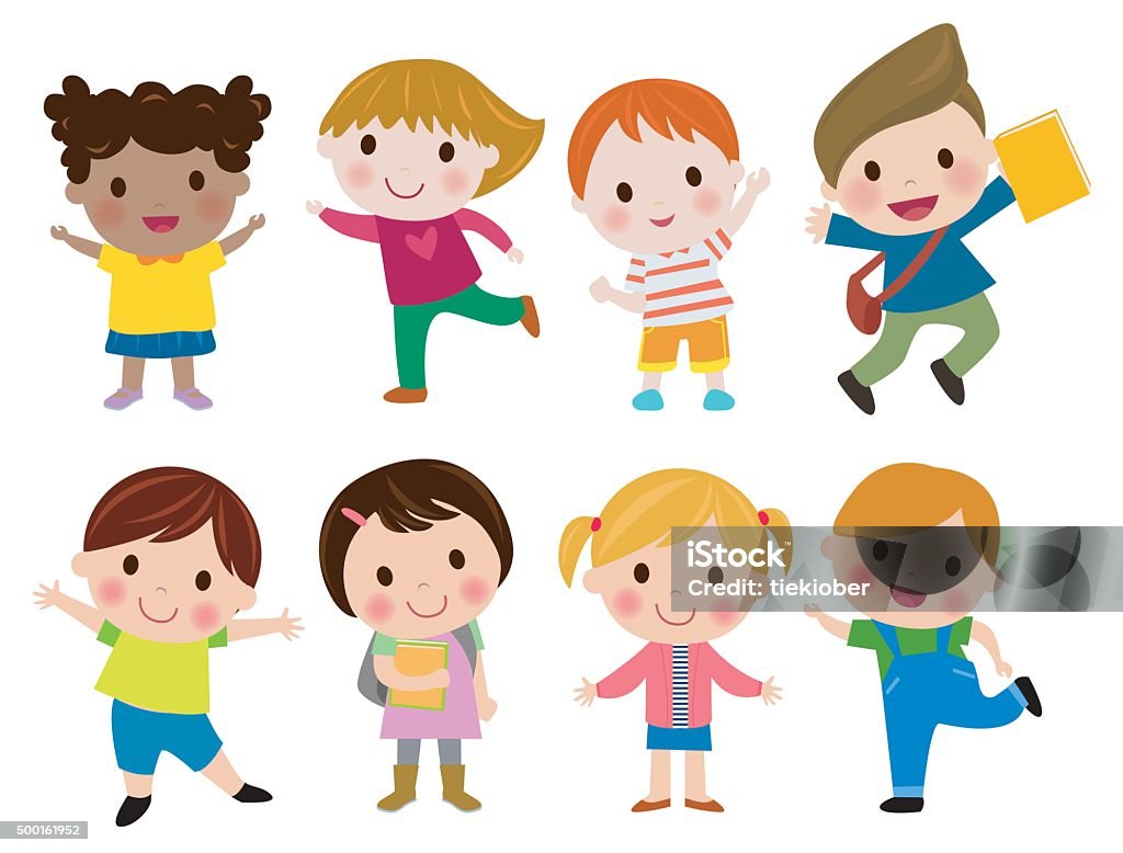Kids Go To School Back To School Cute Cartoon Children Happy Children Stock  Illustration - Download Image Now - iStock
