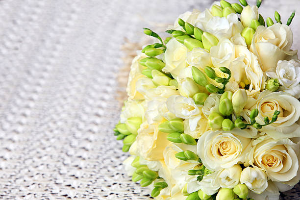 istock Wedding roses bouquet with space for text 500164061