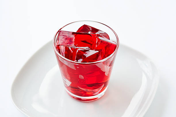istock Red jelly cubes in a glass 500164497
