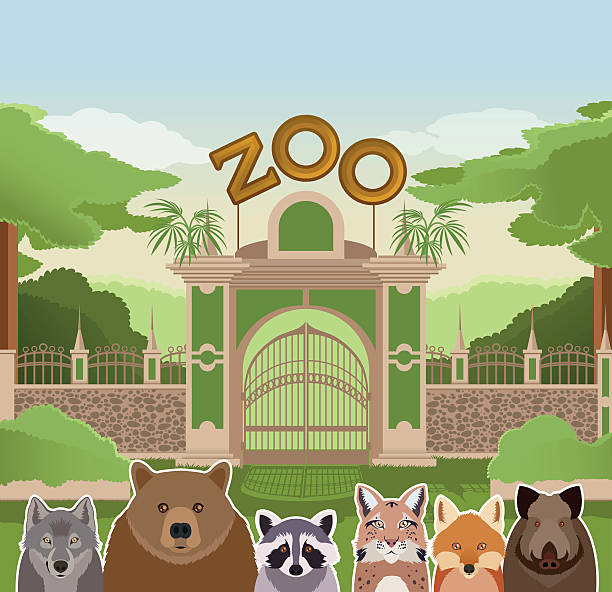 Zoo Gate With Forest Animals Stock Illustration - Download Image Now -  Gate, Public Park, Vector - iStock