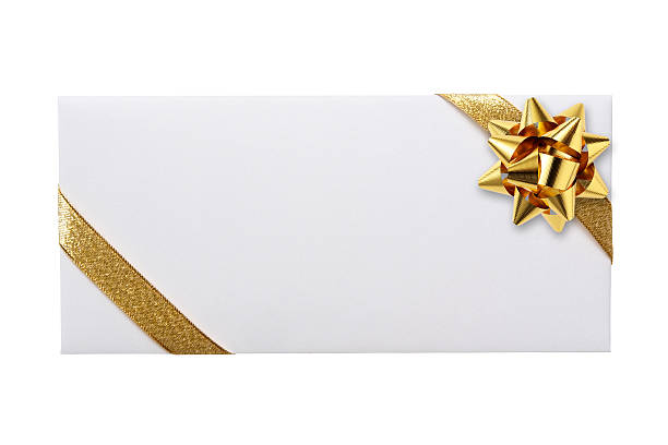 istock Isolated shot of blank envelope with bow on white background 500169990