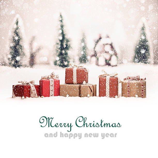 Christmas landscape with gifts
