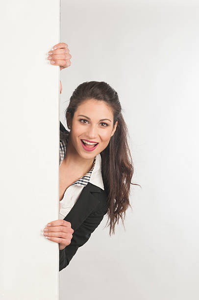 istock Businesswoman holding a billboard 500171764