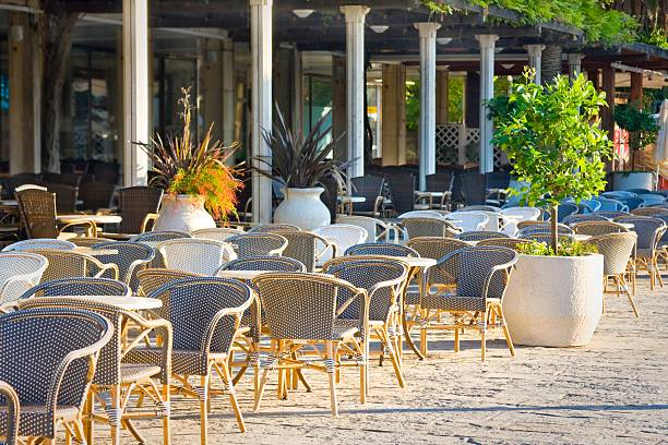 istock Street empty cafe near old town. Budva, Montenegro 500172242