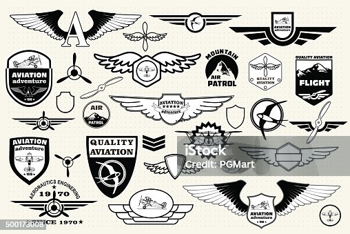 istock Set retro emblems, design elements , badges and logo. Aviation 500173008