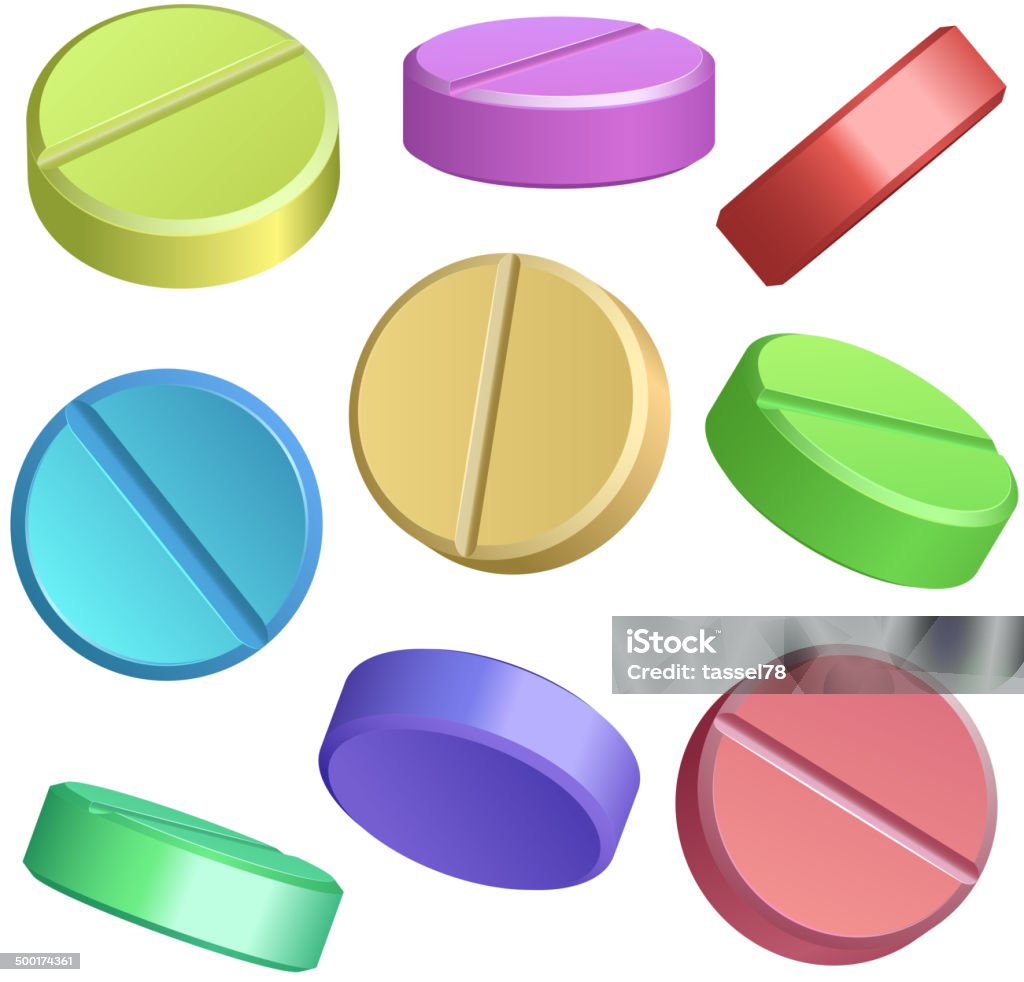 Zestaw ikon kolor tabletki - Grafika wektorowa royalty-free (Koło - Figura dwuwymiarowa)