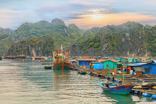 istock Asian floating village at Halong Bay 500175794