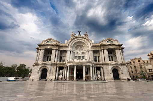 Palacio de Bellas Artes (Spanish for Palace of Fine Arts). Mexico City's main opera and theatre house. A extravagant marble neoclassical structure inaugurated in 1934. Mexico City, Mexico.