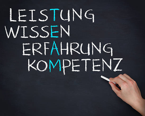 istock Hand holding a chalk and writing team anagram in german 500176009