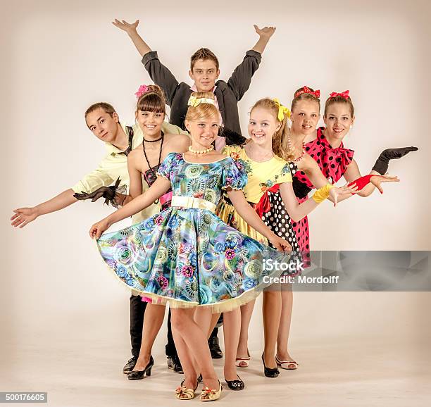 Happy Group Of Young People Stock Photo - Download Image Now - 1950-1959, Fashion, Adult