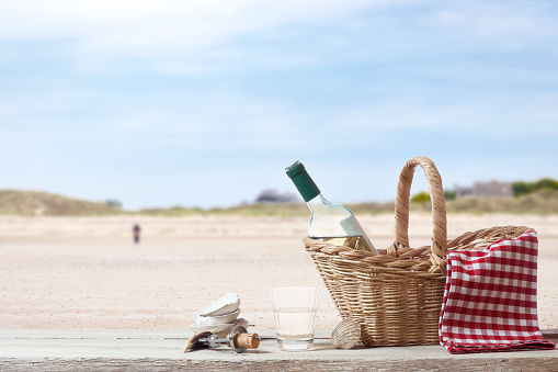 Picnic in France with Beach in the Background