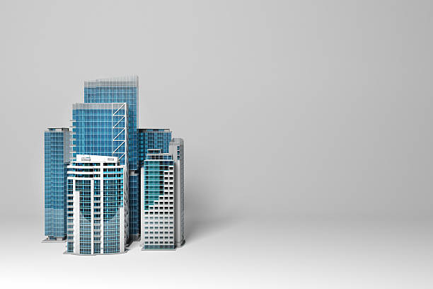istock 3D City model background: group of modern buildings, copy space 500176789