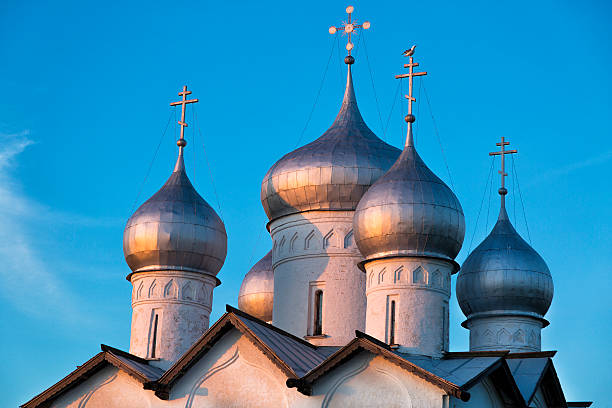 Church in Novgorod, Russia. Russian orthodox cathedral.