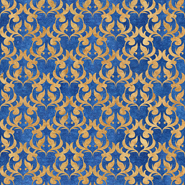 istock Seamless background,damasks art ,blue and brown 500177647