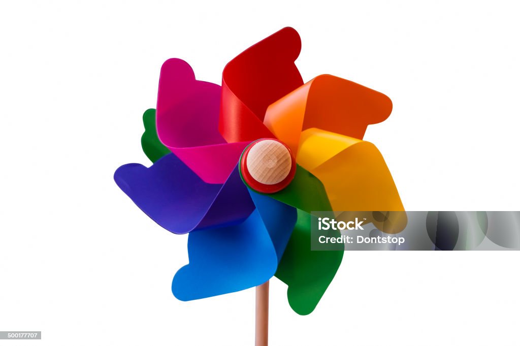 Pinwheel, isolated on white background Multi colored pinwheel, isolated on white background. Blue Stock Photo