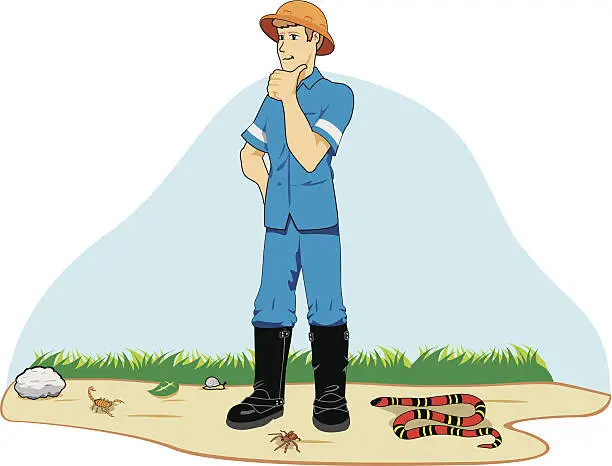 Vector illustration of Individual employee with protective boots