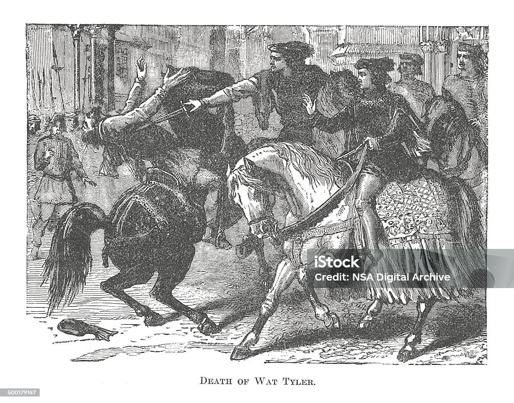 Morte di Wat Tyler (antico incisione) - Illustrazione stock royalty-free di Adulto