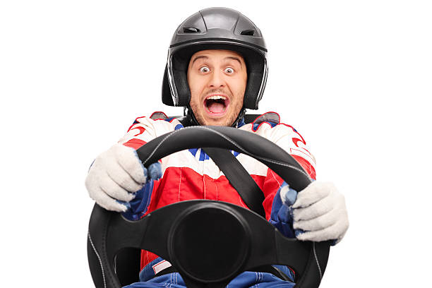 istock Excited car racer driving very fast 500182526