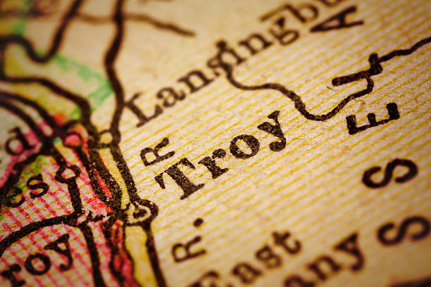 istock Troy, New York on an Antique map 500183788