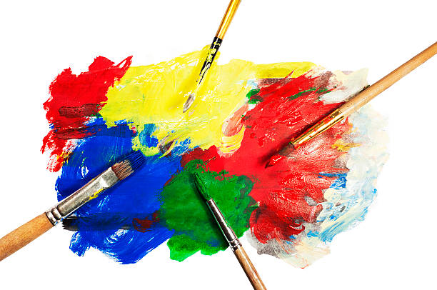 istock Palette colors and paint brushes 500185036